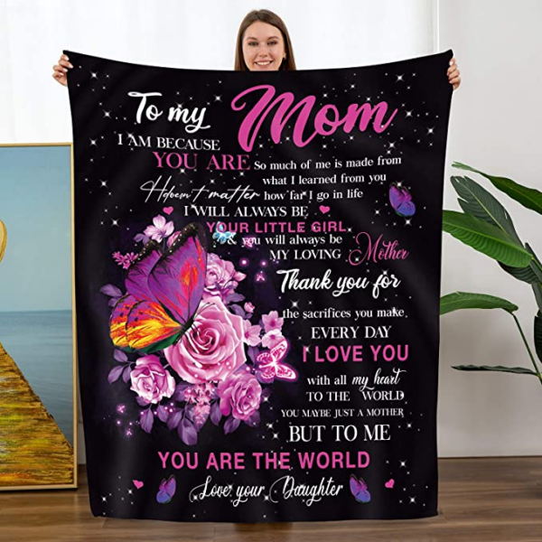 To My Mom From Daughter Gift Mother's Day Birthday Fleece Blanket 