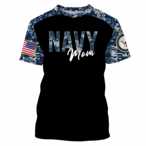 US Navy Mom 3D T-Shirt American Flag Mom Shirt Size S-5XL