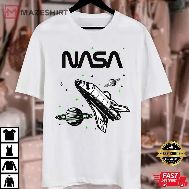 NASA Space Shuttle Saturn Planet Worm Logo T-Shirt