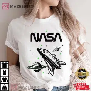 NASA Space Shuttle Saturn Planet Worm Logo T-Shirt