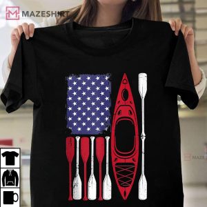 American Flag Kayak Paddle Kayaking 4th Of July Unisex shirt 2