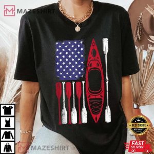 American Flag Kayak Paddle Kayaking 4th Of July Women black