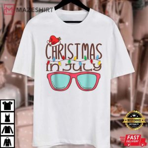 Christmas In July Santa Hat Sunglasses Summer Beach Vacation Unisex white