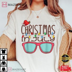 Christmas In July Santa Hat Sunglasses Summer Beach Vacation Women white