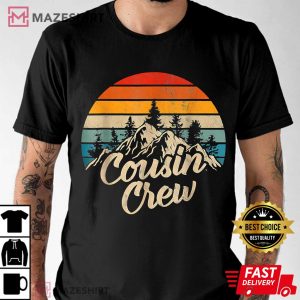 Cousin Crew Camping Outdoor Sunset Summer Camp Vintage Men black t shirt 2