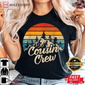 Cousin Crew Camping Outdoor Sunset Summer Camp Vintage Women black t shirt 2