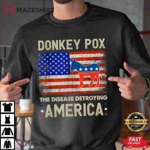 Donkey Pox The Disease Destroying America USA Flag Donkeypox Men black sweatshirt