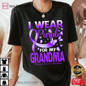 I Wear Purple For My Grandma Pancreatic Cancer Awareness Women black
