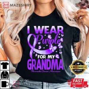 I Wear Purple For My Grandma Pancreatic Cancer Awareness Women black t shirt 2