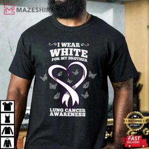 I Wear White For My Brother Lung Cancer Awareness Men black
