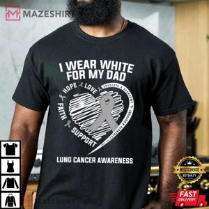 I Wear White For My Dad Lung Cancer Awareness Men black
