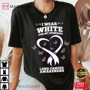 I Wear White For My Husband Lung Cancer Awareness Women black 1