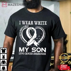 I Wear White For My Son Lung Cancer Awareness Men black
