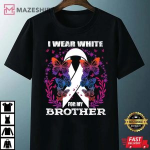 I wear white for my brother lung cancer awareness support Premium Unisex black
