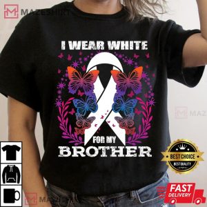 I wear white for my brother lung cancer awareness support Premium Women black t shirt 2