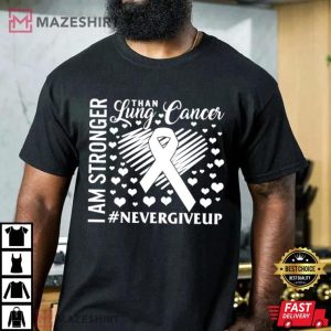 Im Stronger Than Lung Cancer Awareness Warrior White Ribbon Men black