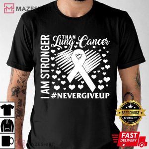 Im Stronger Than Lung Cancer Awareness Warrior White Ribbon Men black t shirt 2