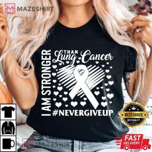 Im Stronger Than Lung Cancer Awareness Warrior White Ribbon Women black t shirt 2