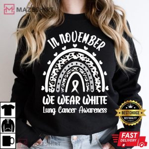 In November We Wear White Lung Cancer Warrior White Ribbon Women black sweatshirt