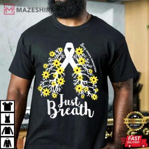 Just Breathe Lung Cancer Awareness Support Ribbon Costume Men black