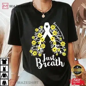 Just Breathe Lung Cancer Awareness Support Ribbon Costume Women black