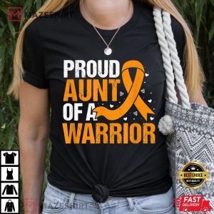 Kidney Cancer Aunt Warrior Orange Ribbon Awareness Month Women black t shirt 2