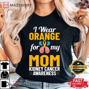 Kidney Cancer Orange Ribbon Awareness Survivor Women black t shirt 2
