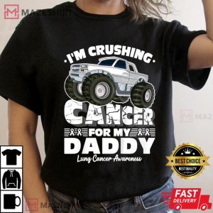 Kids Crushing Cancer for Daddy Boys Crush Lung Cancer Women black t shirt 2