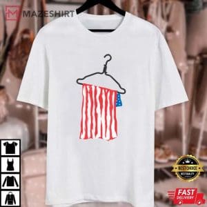 The US flag hangs on a metal hanger womens rights Unisex white