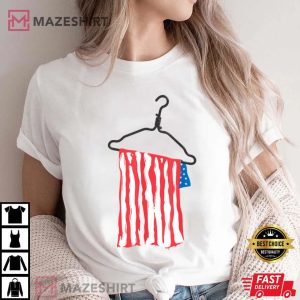 The US Flag Hangs On A Metal Hanger Women's Rights