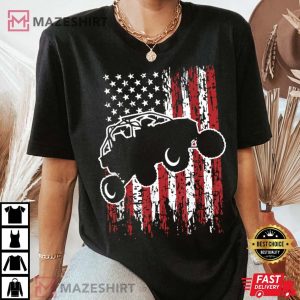 US Flag ATV Side By Side Rider UTV July 4th Offroad Riding Women black